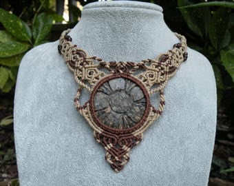 Jasper macrame necklace, macrame stone, collar necklace, choker macrame, tribal necklace, gemstone necklace, macrame jewelry,hippie necklace