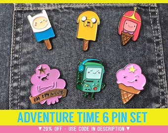 ADVENTURE TIME Pin Combo Enamel Lapel Pins - Nintendo badge brooch boyfriend denim gift fanart nerd gaming player switch retro gaymer N64
