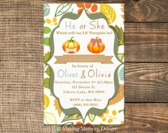 Pumpkin Gender Reveal Invitation