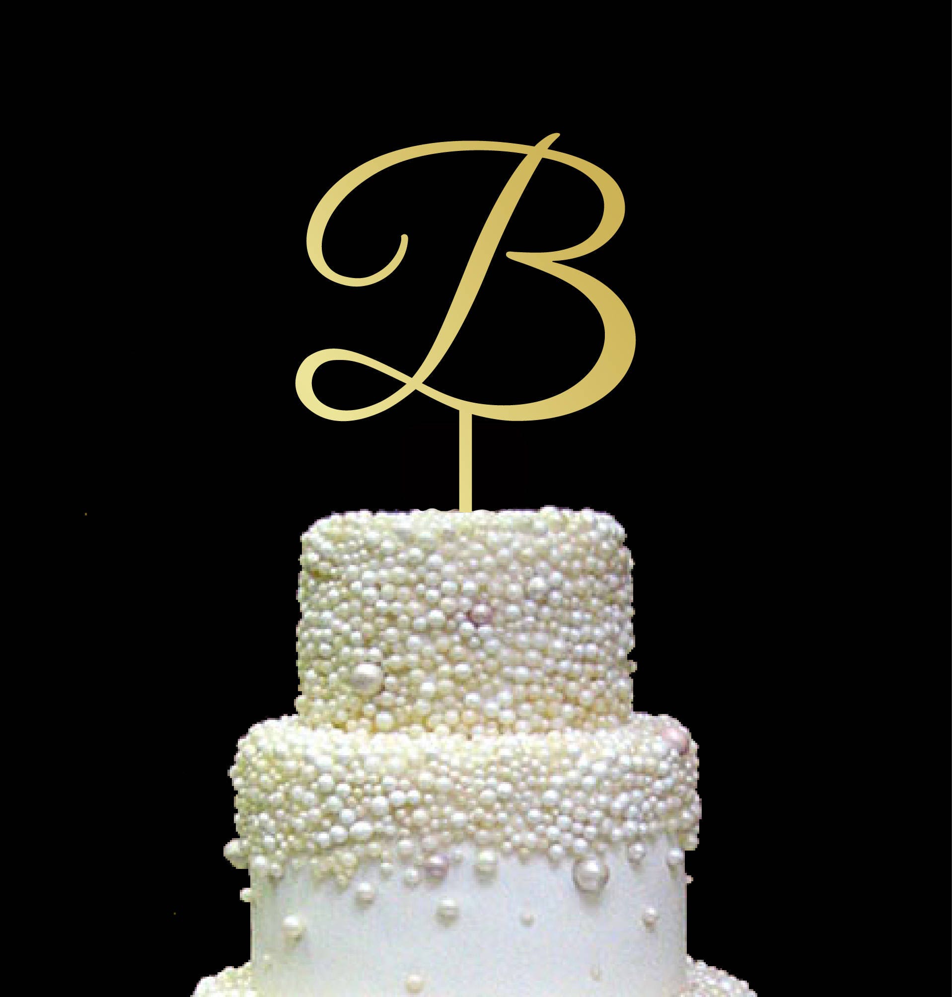 Letter B Cake Topper Initial Cake Topper Gold Wedding Cake 