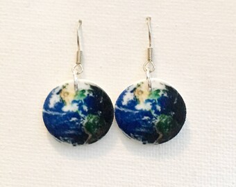 Planet Earth Earrings Handmade Plastic Charms