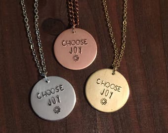 Choose Joy Necklace, Choose Joy Jewelry, Inspiration Jewelry, Motivational Jewelry, Hand Stamped Jewelry, Gifts For Her, Hand Stamped Joy