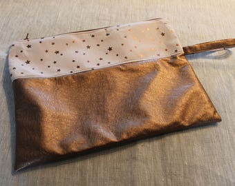 Clutch bag faux leather and cotton star