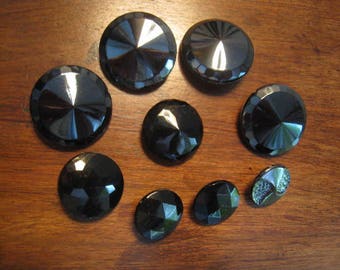 Antique glass buttons black buttons _1_ old black glass