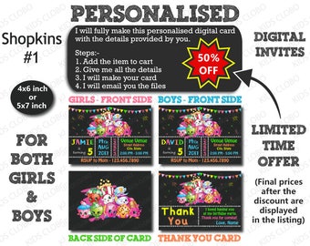 Shopkins Invitation, Shopkins Birthday Invite, Shopkins Birthday Invitation, Shopkins Birthday Party Invite, Shopkins Party Printable