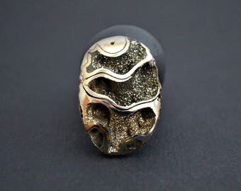 Ammonite fragment with silver pyrite 29 x 20 x 7 mm