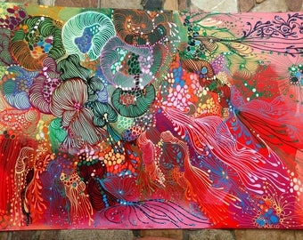 Abstract painting, abstract painting, titled "Green Abisal"