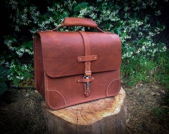 Leather Briefcase - Extra Large | Hand Oiled Vegetable Tanned Leather | Handcrafted | USA Made | Made To Order