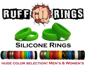 GREEN Silicone Wedding Ring Band - RUFF RINGS Silicone Ring Silicone Rubber Wedding Band - Crossfit Workout Gym Sports Athletic Wear Team