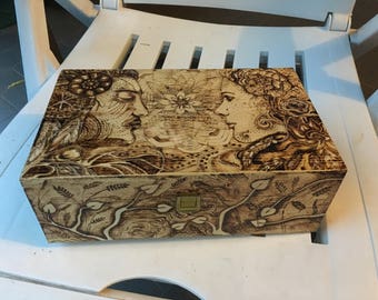 pirografata wood box wood box