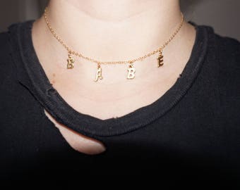 Personalized Letter Necklace- Gold Name Necklace- Custom Name Necklace- Gold Charm Necklace