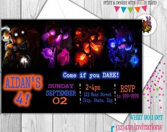 Five Nights at Freddy's invitation set of 12