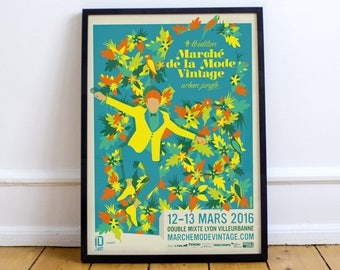 Poster illustration fashion Vintage market 2016 Urban Jungle blue