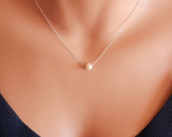 Bridesmaid gift Single pearl necklace wedding necklace bridesmaid necklace white pearl necklace pearl jewelry pearl choker dainty gold neckl