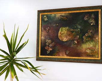 Autumn decor/ fall home decor/ autumn leaves/ autumn wall decor/ green,red,braun autumn/ autumn paint/ wall decor wood/ wall decor bedroom