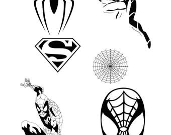 Spiderman svg clipart silhouette - Spider man vector files collection digital download, dxf, eps, png