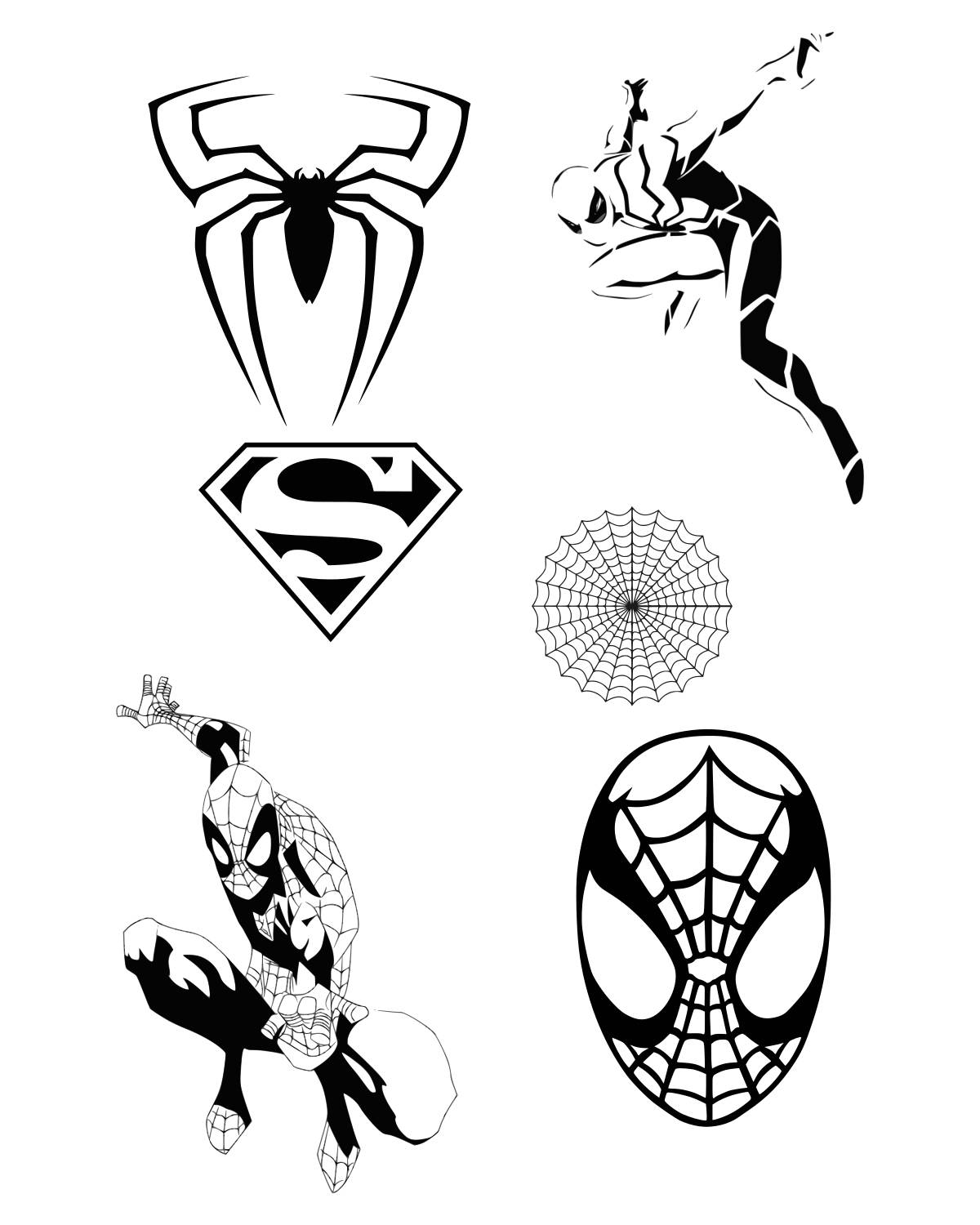 Spiderman svg clipart silhouette Spider man vector files