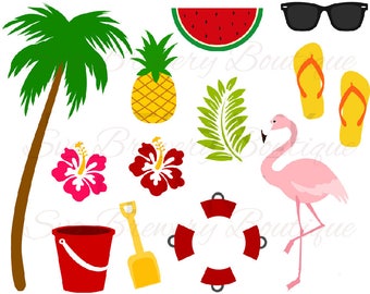 Summer, flamingo, palm tree, SVG (layered), PNG, DXF, for cricut, silhouette studio, cut file, cutting machine, vinyl decal, t shirt design