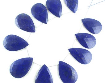 AAA Quality 2 Matched Pairs Natural Lapis Lazuli Pear Shape Faceted 16.5x27-21x32mm Bead,Lapis Bead,Lapis Lazuli,Faceted Pear Bead,Wholesale