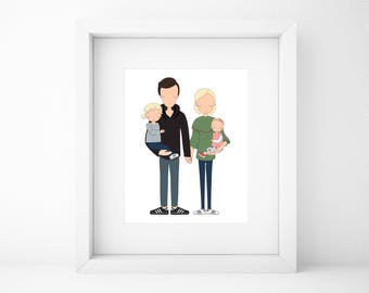 Custom Family Portrait/Family Portrait Custom/Family Portrait/Custom Portrait/Family Portrait illustration/Custom Couple Portrait/Hipster