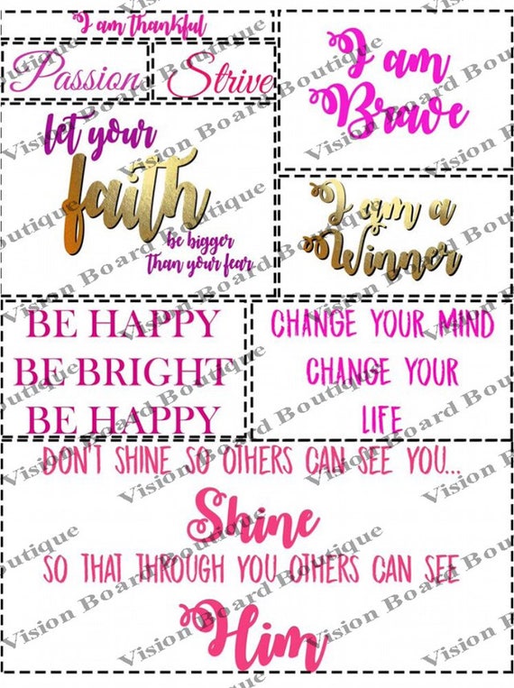 Printable Vision Board Quote Cut outs Wall ART Quote