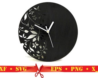 Clock Leafs Design DXF, SVG, EPS..... Digital Download Cut Files