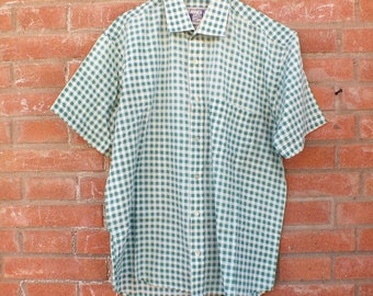 VINTAGE Plaid SHIRT, short sleeves, size L