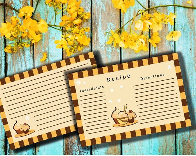 Printable gifts.Digital Card Recipe Dessert Gift for women. Printable card to record recipes for cooking.