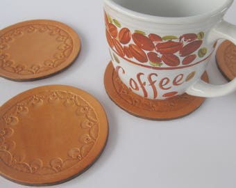 Western Coasters/Leather Coasters/Circle Coasters/4 Coasters/