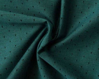 Chambray fabric with dots Dark lagoon