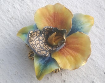 Orchid - cold porcelain brooch