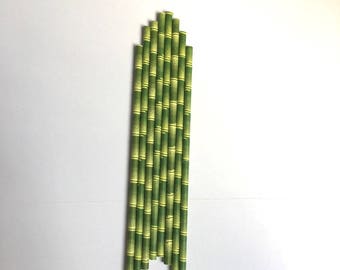 Printed cardboard straws bamboo pattern
