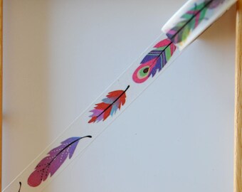Washi tape - pattern "Feather"-1.5 cm x 10 m