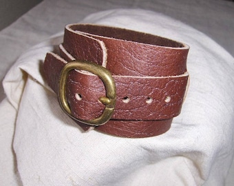 Handmade Brown Leather Buckle bracelet