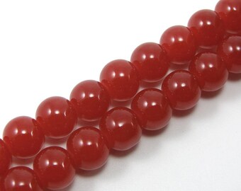 Set of 20 6 mm bright red glass beads
