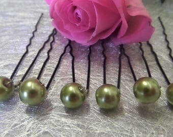 Hair pins, wedding hair accessory khaki Pearl bridal hair accessories