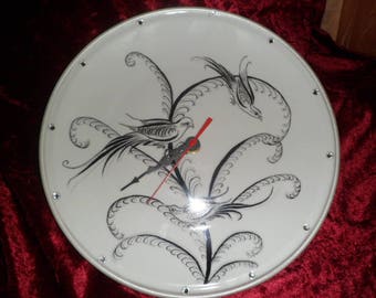 Bird pattern porcelain plate clock