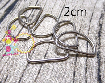 Set of 20 Stirrup shaped D silver 2cm 2mm wire