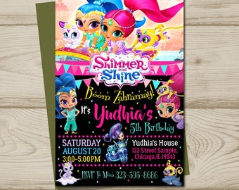 Shimmer and shine birthday, shimmer and shine invitation, shimmer and shine party, shimmer and shine printable, shimmer and shine card