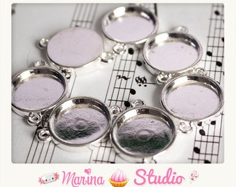 10 silver connectors 16mm cabochon
