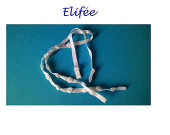 Pair of white thin elastic bra straps with white roses