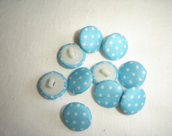 10 BUTTONS SEMI BOMBSHELL DRESS SKY BLUE FABRIC HAS POLKA DOTS / / 15 MM