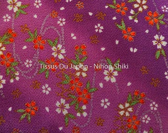 Chirimen fabric purple fabric Japanese Crepe, Crepe fabric flowers, fabrics of Japan, Coupon 15x21cm