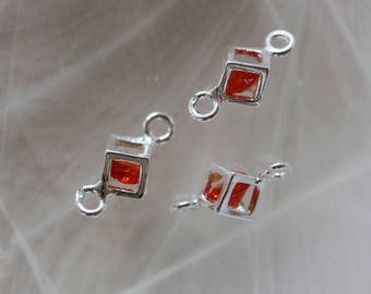 ❥ Connector cube sterling silver - Silver 925 and Crystal