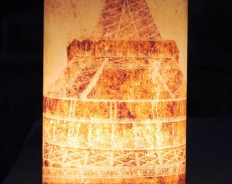 Cylindrical table lamp vintage Eiffel Tower