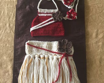 Moana costume, baby Moana, toddler Moana outfit, crochet Moana outfit, Moana birthday, luau outfit