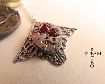 Mackintosh necklace art deco steampunk siam - steampunk jewelry - Necklace by steamretro-steampunk - steampunk necklace women