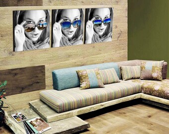 Triptych on canvas reflecting New York-London-PARIS 40 x 40
