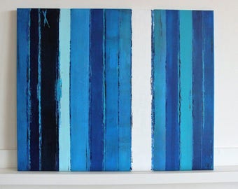 -Blue striped - table 61 x 50 cm