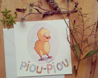 Chick birth announcement square mixed format